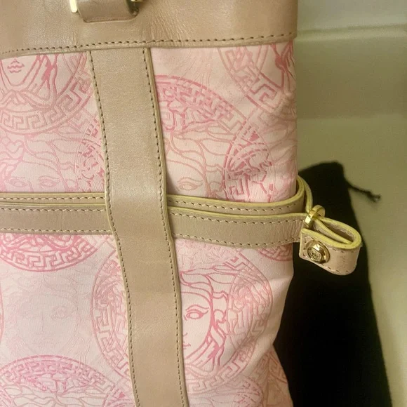 Versace Pink and Tan Tote Bag with Medusa Logo - Picture 10 of 12